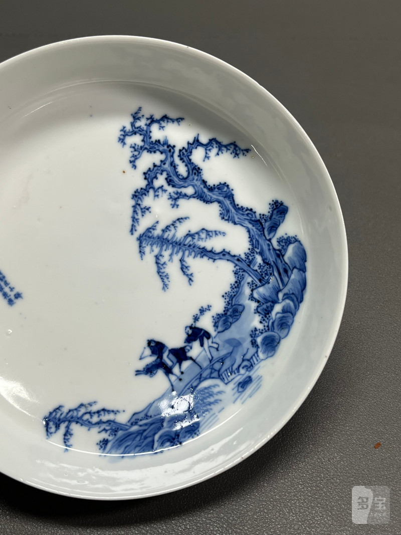 清光绪 青花“踏雪寻梅”图镗锣洗 - 图7